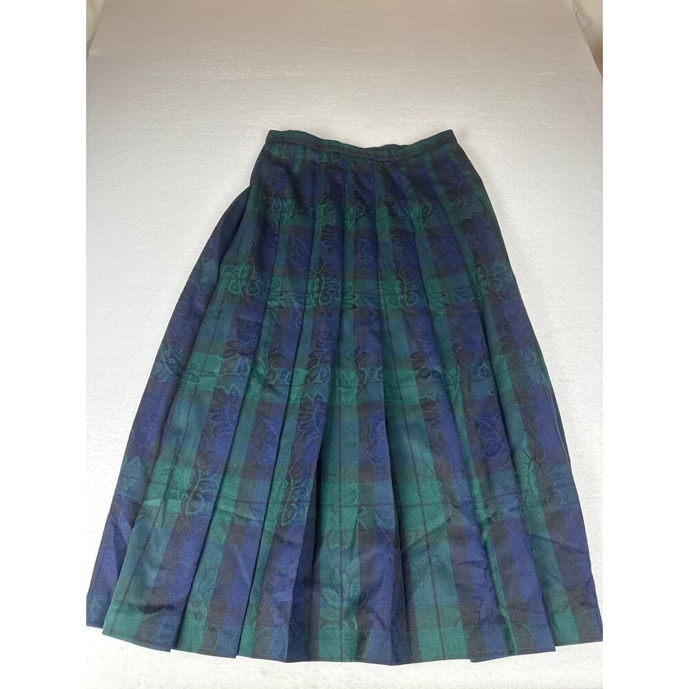 Vintage Pendleton green  plaid wool tartan maxi skirt women’s 12